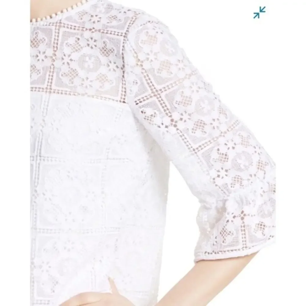 NWT Kate Spade Lace Flounce Shift Dress Crochet | Fresh White | SZ‎ 6